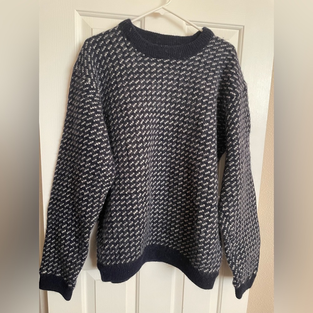 Vintage LL Bean Norwegian birdseye knit wool blend fisherman pullover sweater